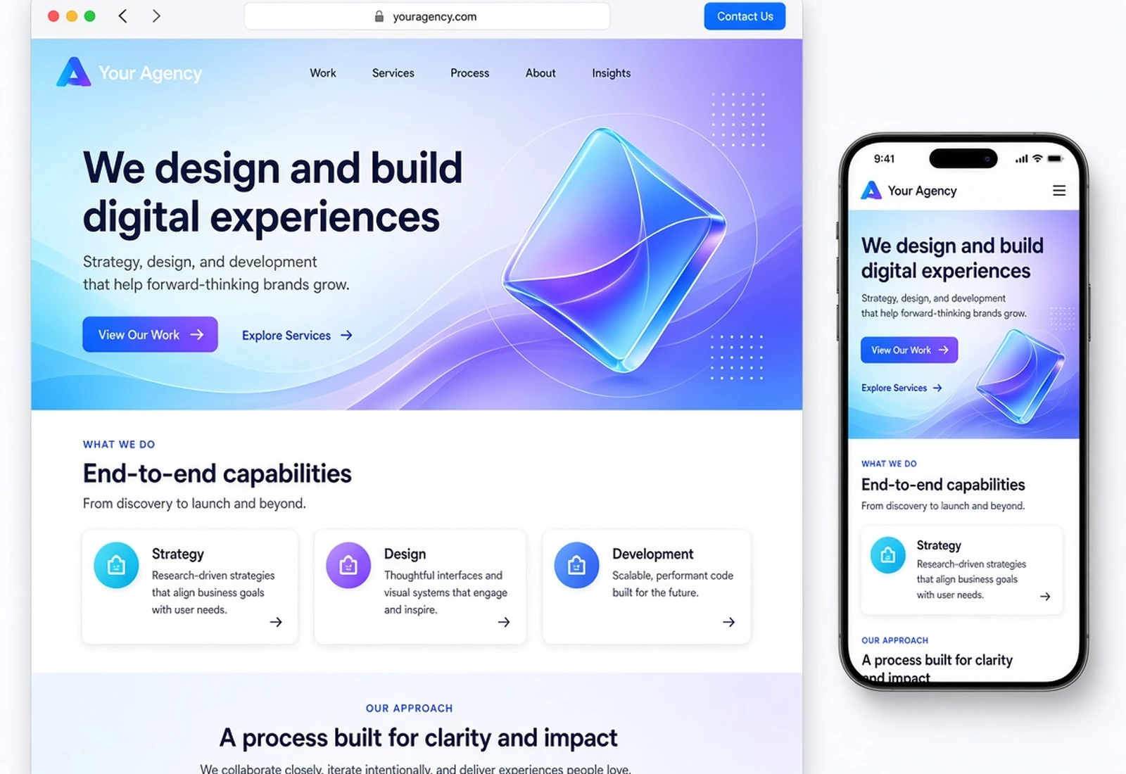 Illustrative web and mobile product interface concept